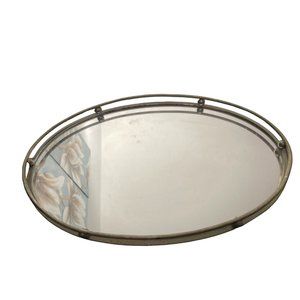 Vintage mirror vanity gray‎ oval shape
